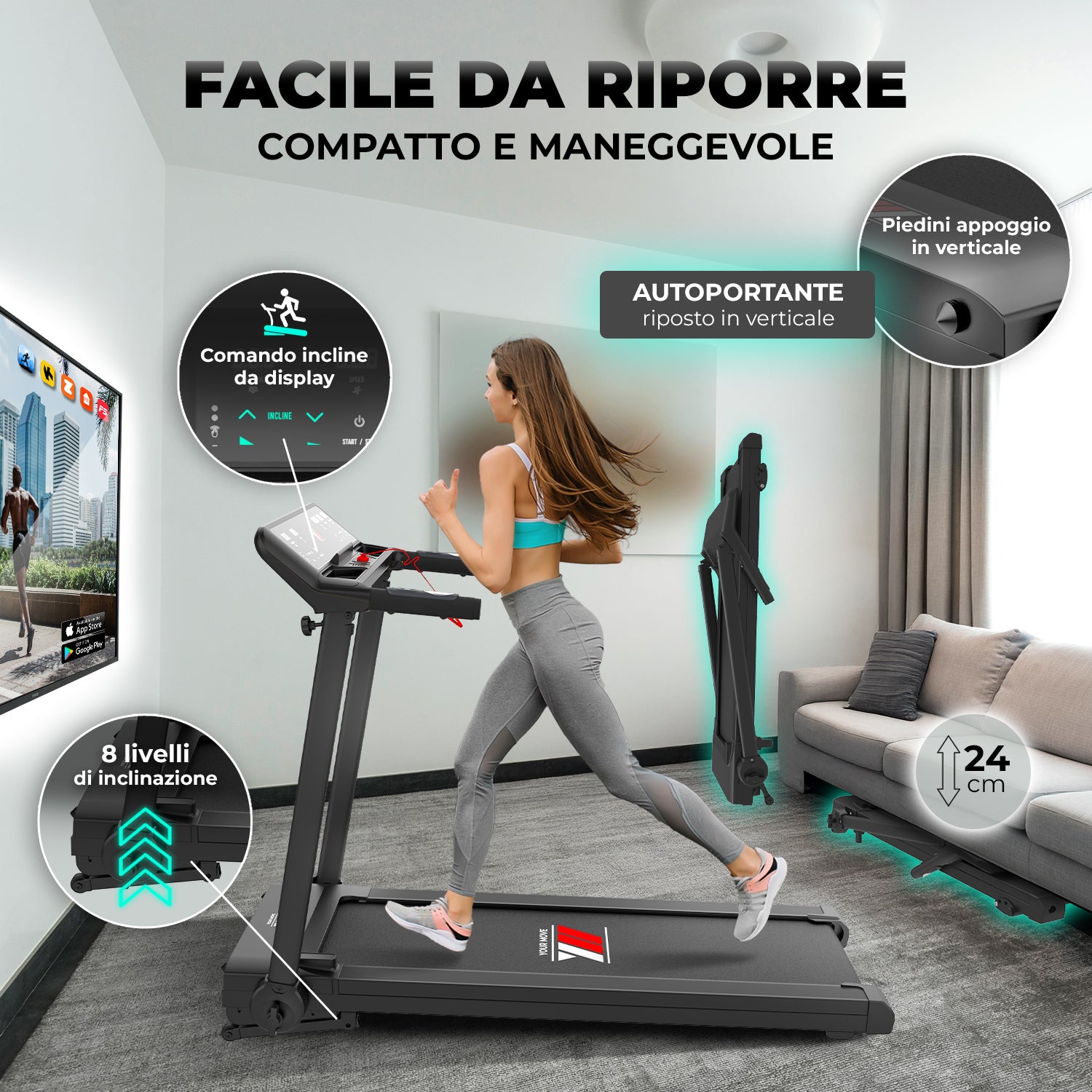 Tapis roulant next 4000 PRO | facile da riporre