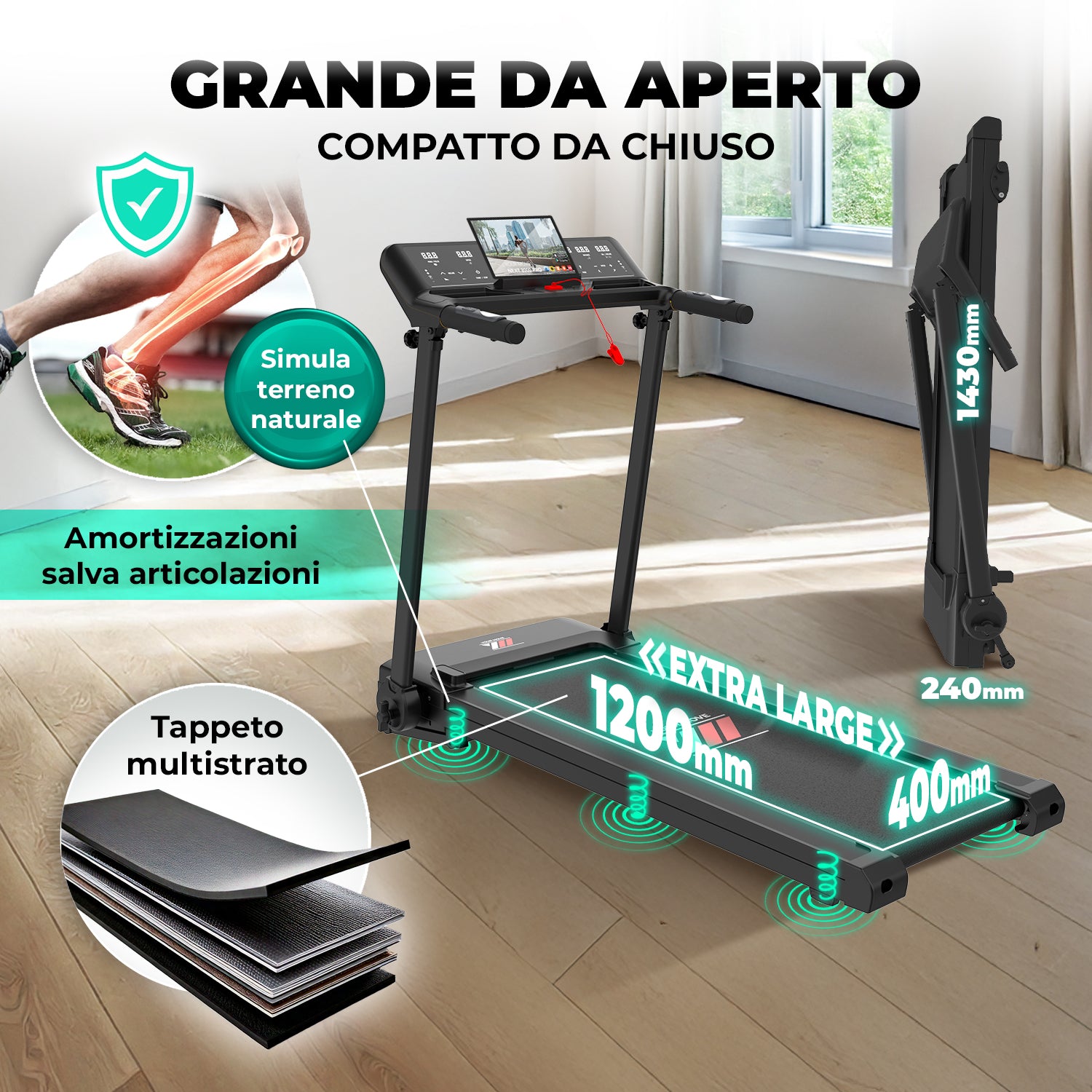 Tapis roulant next 4000 PRO | Grande da aperto